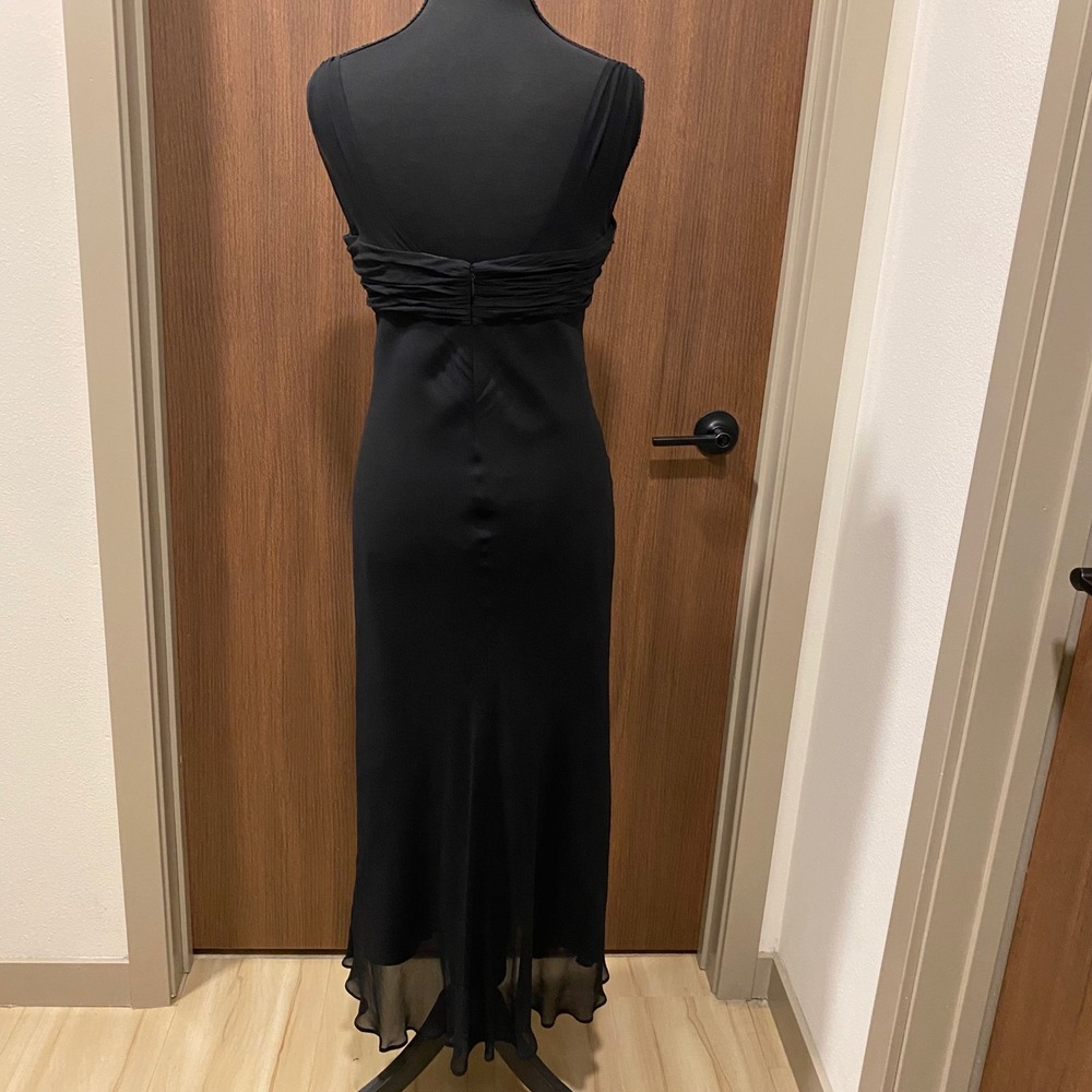 JONES NEW YORK Vtg 90s Silk Midi Maxi Dress 8 Black Tie Whimsigoth Fairy - Picture 10 of 16